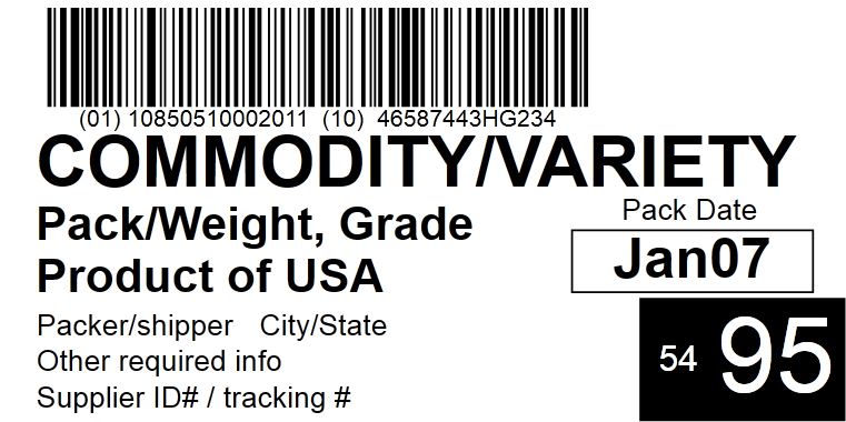 Produce shipping label